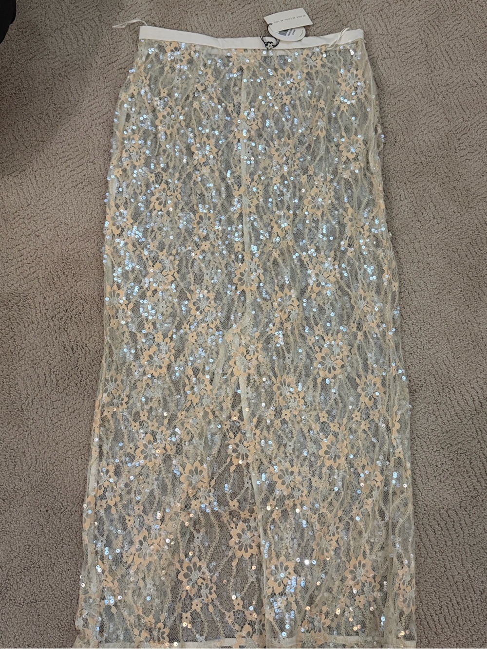 Sparkling Ivory Lace Maxi Skirt
